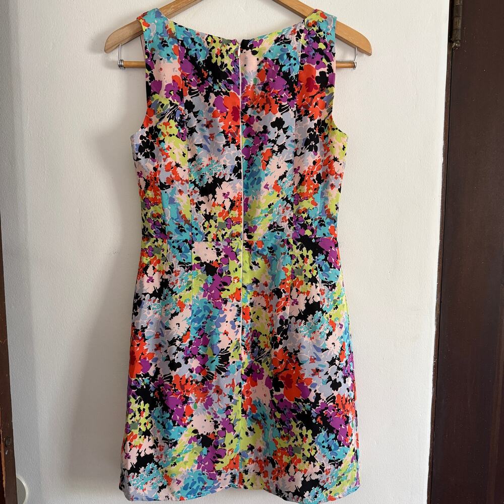 NANETTE LEPORE | Silk Psychedelic Floral Square Neck Cocktail Dress Size 2 - Picture 9 of 12